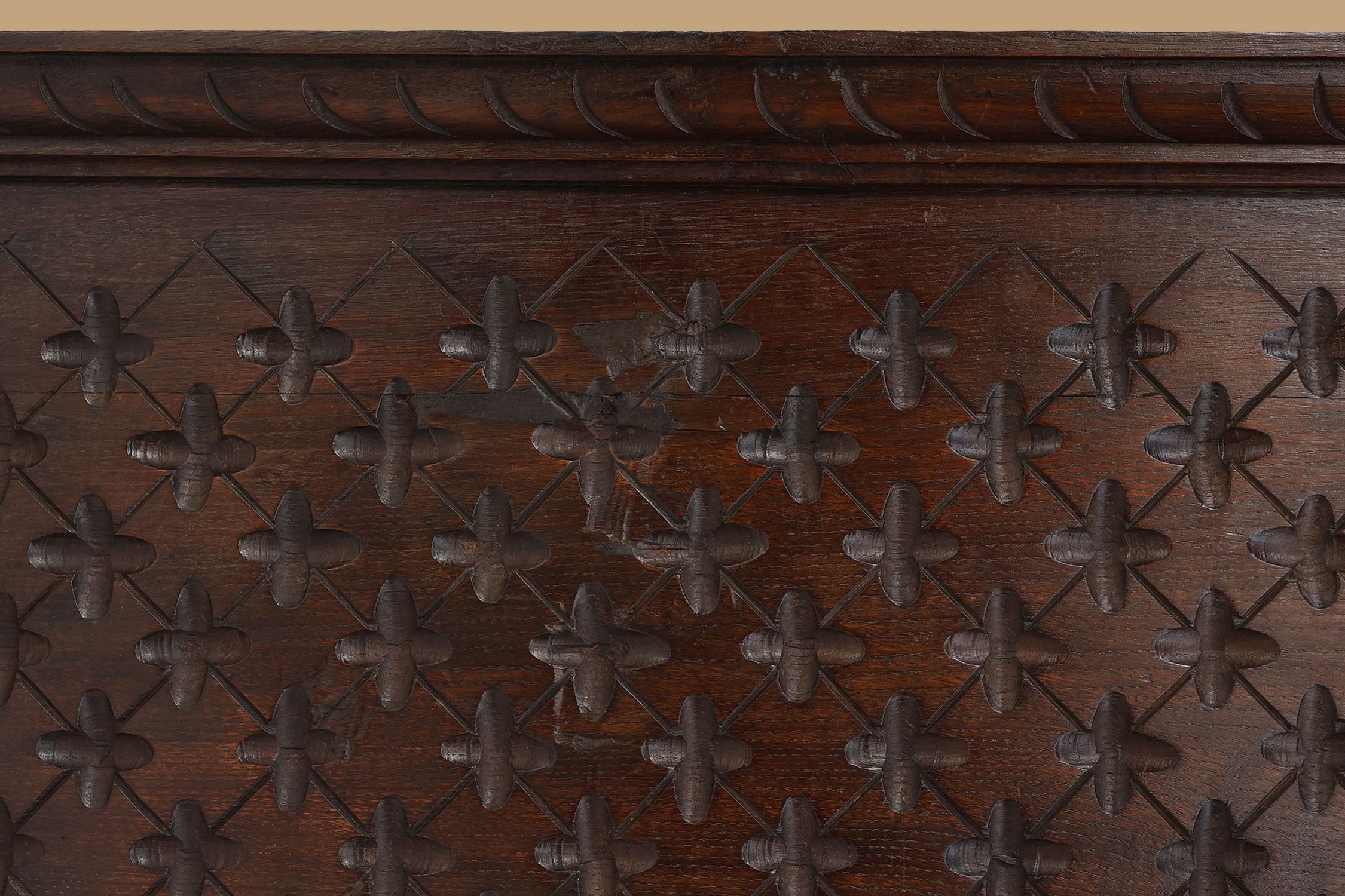 Large carved Portugees Neo-Gothic oak wall panel, 1850sthumbnail